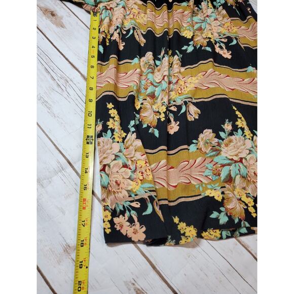 Vintage 90s Ms Interpret Womens Pants Wide Leg Crop High Rise Floral Pleated 12 - Picture 10 of 11